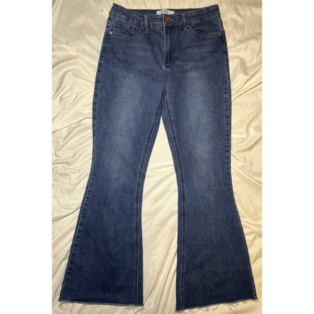 California‎ Vintage High Rise Flare Jeans Womens 9/29 Blue Raw Hem Streetwear